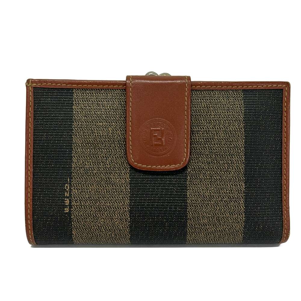 Fendi Bifold Wallet 01962 Dark Brown Dark Gray Brown PVC Leather